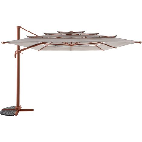 Ombrellone rettangolare basculante melhia 4x3 m in lino mogano - Hespéride (1/5)
