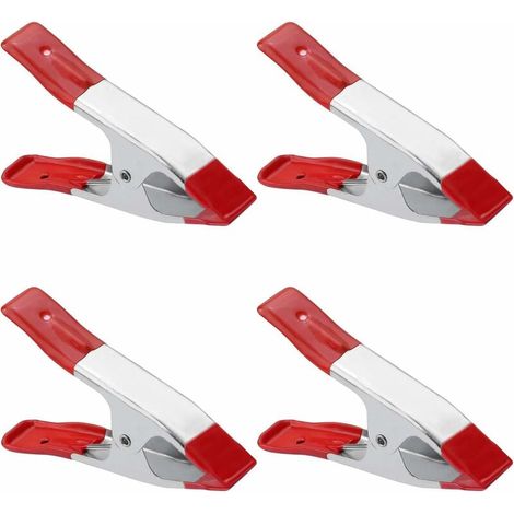 4 pinces à ressort, alliage aluminium-magnésium, revêtement PVC, 15 cm, pour bâches, décors, menuiserie, coffre auto (1/5)