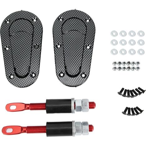 Capot moteur universel en fibre de carbone noir, kit de verrouillage pour capot de voiture modifiée (1/5)