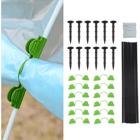 Ensemble de Piquets de Tomates pour Serre de Jardin (18 Arches en Fibre de Verre, 12 Connecteurs, 12 Clips) - Kit pour Tunnel de Culture (1/5)
