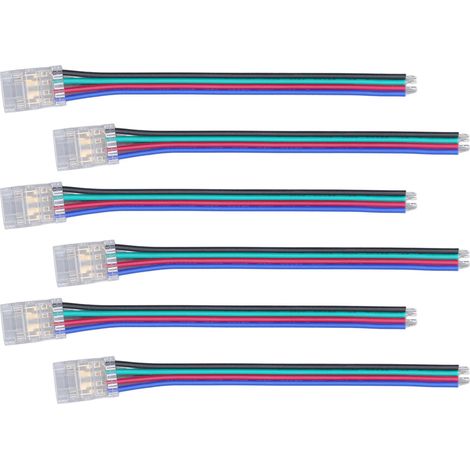 Lot de 10 connecteurs pour ruban LED 4 broches 10 mm RGB, robustes, durables et sûrs, en polycarbonate COB, pour la maison, les fêtes et le bureau. (1/5)