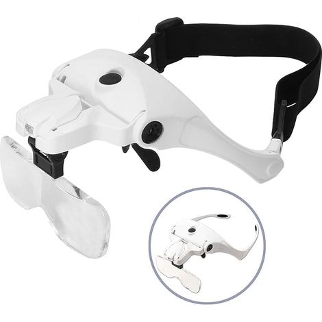 Lupa recargable con luz para trabajos de cerca, visor con 2 LED y diadema intercambiable para lectura, joyería y reparación de relojes.