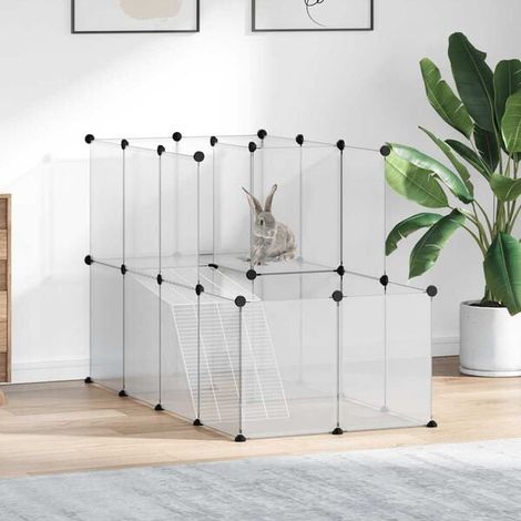 Petite cage pour animaux, transparente, 142x74x93 cm, en PP et acier.