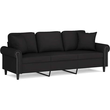 Maison Exclusive - Divano a 3 Posti con Cuscini Nero 180 cm in Velluto