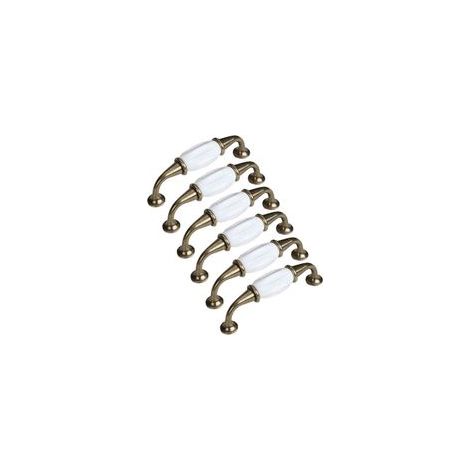Lot de 6, Boutons de Porte en Céramique Poignée de Meuble Tiroir, Porcelaine Poignée de Meuble de Cuisine de Porte d'Armoire 96mm (1/2)