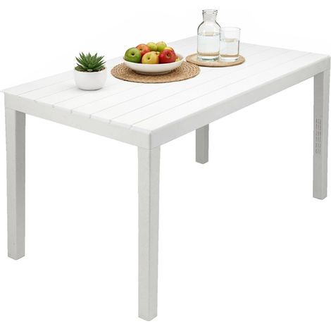 Tavolo da esterno Asar, Ripiano rettangolare da pranzo, Tavolo da giardino indoor e outdoor multiuso, 100% Made in Italy, 138x78h72 cm, Bianco