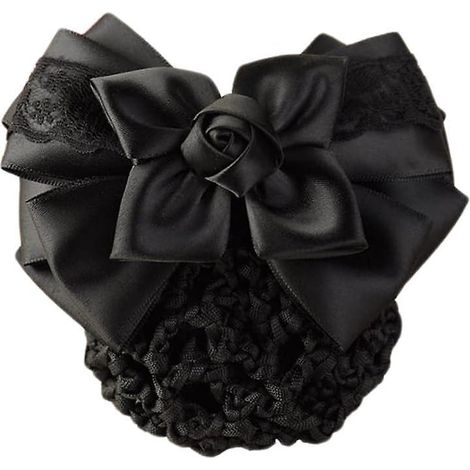 chignon Femme 1 Pice (noir) Avec Maille, Nud En Satin Et Pinces Cheveux Franaises