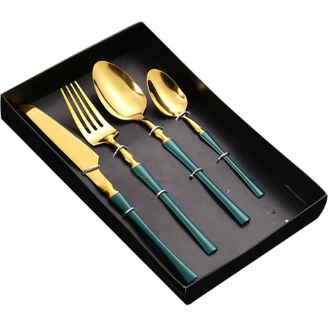 Couteau Fourchette Cuillère En Acier Inoxydable - Lot De Couverts Occidentaux Avec Boîte Cadeau - 24 Pièces (1/5)
