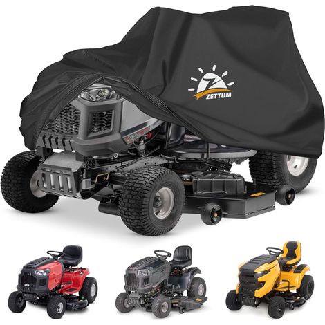 Ride-On Lawn Mower Cover - Heavy Duty Waterproof Lawn Tractor Cover Protector Cover 600D Universal Outdoor Mower Cover with Storage Bag (1/5)