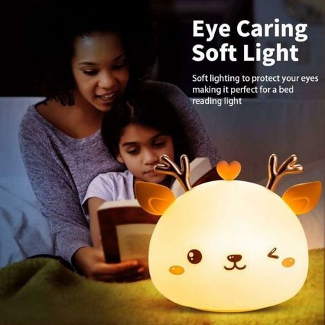 Veilleuse Bebe,Veilleuse Enfant Rechargeable LED,Lampe de Chevet,Veilleuse Adulte Fille Garcon 7 Couleurs Portable en Silicone,Lamp (1/5)