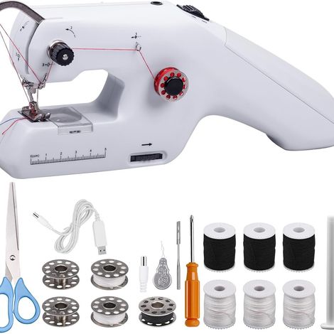 Machine à Coudre Électrique Portable, Équipé D'une Aiguille et D'un fil, Facile à Utiliser, Adaptée aux Débutants et Aux Enfants, Applicable aux Vêtements, Rideaux, Jouets en Peluche