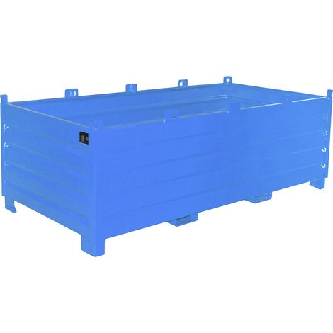 Benne à béton empilable 600mm – Construction en tôle d'acier – Charge admissible 2250kg – Dimensions 2400x1200x850mm – Couleur bleu clair – Bauer (1/4)