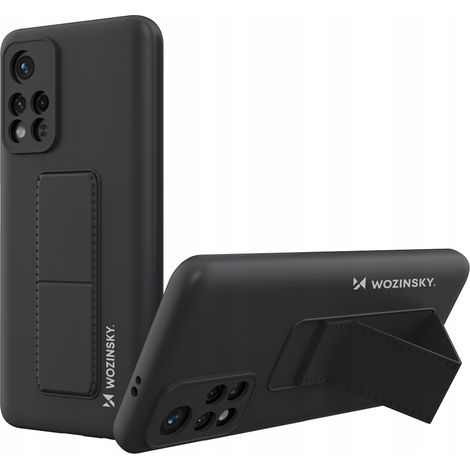 Wozinsky Silikonhülle mit Ständer für Xiaomi Redmi Note 11S / Note 11, schwarz (1/5)