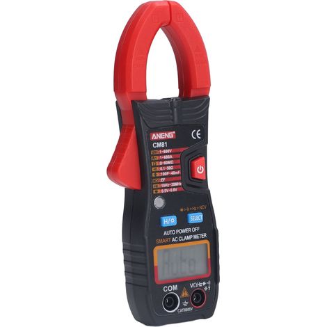 Pince ampèremétrique numérique sans contact, rétroéclairée, portable, pour la mesure précise de la tension, du courant, de la résistance et de la capacité (rouge). (1/5)
