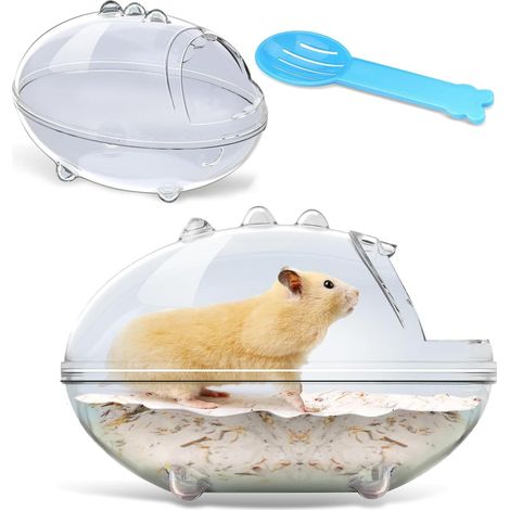 Bac à sable de bain pour hamster - En plastique - Petit bac à sable transparent pour ours dorés - Gerbil (1/5)