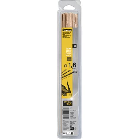 GYS – Blister de 60 baguettes TIG acier SG2 330mm Ø 1,6 – Soudage acier non allié – Pénétration contrôlée – Excellentes qualités mécaniques