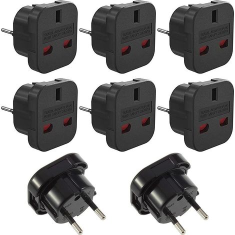 Adaptateur de voyage 8 pièces vers EU – Prise 3 broches vers 2 broches – ABS haute qualité – Courant 10A, 1000W max (1/5)