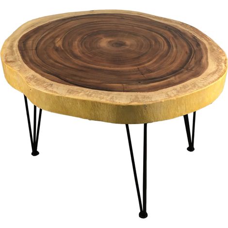 Couchtisch Holz Unikat Baumscheibe Hairpin Legs Baumkante Kaffeetisch