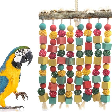 Jouet à Mâcher pour Perroquets pour Grand Oiseau, en Bois Naturel, Jouet à Mordre pour Grands Perroquets (1/5)