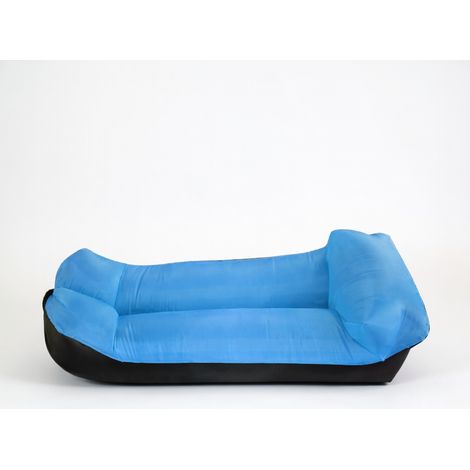 Sofa gonflable de camping pliable bleu ciel et noir 200 x 70 cm (1/5)