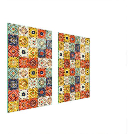 PLAQUE DE PROTECTION EN VERRE POUR POÊLE 75x52 MOSAÏQUE (1/5)