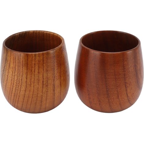Lot de 2 tasses à thé en bois massif, multifonctions, écologiques, faites main, pour boissons chaudes (thé, café, vin, bière) (1/5)