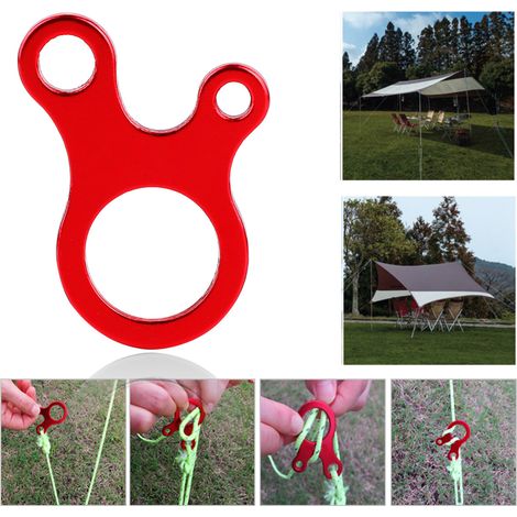 10 Stück 3-Loch-Schnellverschluss-Zeltseilschnallen, winddichte Seilschlaufe (Rot)