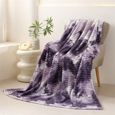 Couverture En Polaire - 200 x 150 cm - Pour Canapé Lit Chambre - Violet Tie-Dye - 450 g (1/5)