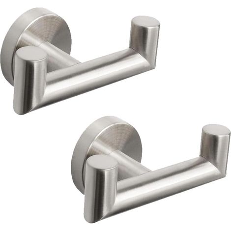 Lot de 2 Crochets Cuisine et Salle Bain, Porte-Serviettes Mural Robuste en Acier Inoxydable 304, pour Suspendre Serviettes, vêtements, Chapeaux, Argent - (1/2)