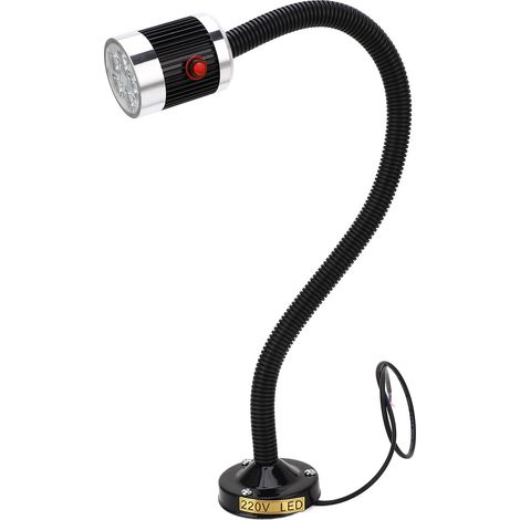 Lampes LED industrielles à col de cygne à base magnétique ronde pour tour CNC, machine-outil, atelier, AC220V 5W (1/5)