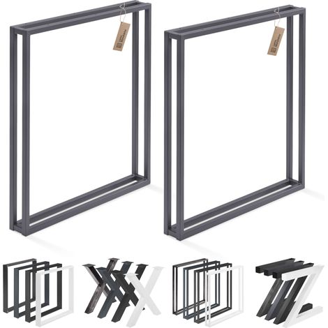 LAMO Manufaktur Pieds pour table è manger Pieds de bureau, modèle : Frame profil 20x20 mm taille 80x72 cm (L x H) Gris 2 pièces LTS-18-L-FF-7016 (1/5)