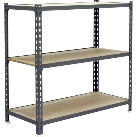 SimonRack Scaffale Portaoggetti, 900x800x300 mm, 3 Ripiani in Legno, Portata 150 kg per Ripiano, Scaffale da Garage, Grigio/Legno – Maderclick