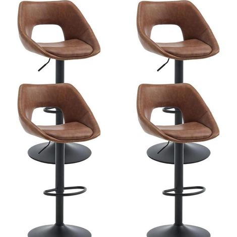 Barhocker 4er Set, 360° drehbar, höhenverstellbar, Kunstleder, Braun (1/5)