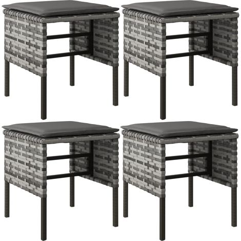 Maison Exclusive - Gartenhocker mit Kissen 4 Stk. Grau Poly Ratta