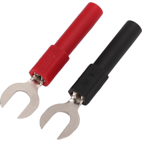 10 connecteurs de fils en forme de fourche et de bêche, en laiton PVC, type Y 6 mm/0,2 pouce, alésage 4 mm/0,2 pouce, fiche banane en forme de U, courant maximum 10 A. (1/5)