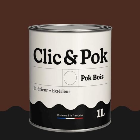 Peinture Bois Extérieur – POK BOIS - 1L - RAL 8016 - Brun acajou- Résistante aux intempéries - Ne s'écaille pas (1/4)