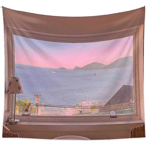 Wandteppich mit Fensteransicht – Naturteppichkunst – Innendekoration