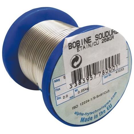 Soudure étain 97% cuivre 3% Plein 250g Diam 2 mm