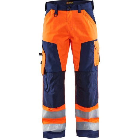 BLAKLÄDER  - Pantaloni ad alta visibilità arancione / blu marino (1/3)