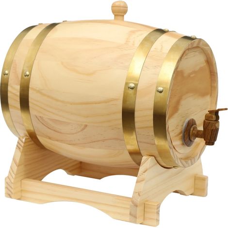 Botte di legno per vino, capacità 5 litri, materiale: legno di pino, design ovale moderno (1/2)