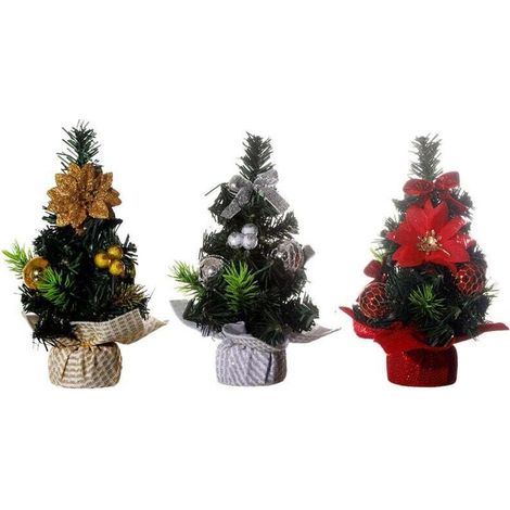3 pièces Sapin de Noël Artificiel 30cm Mini Sapin de Noël Arbre de Noël de Table Petit Sapin de Noël avec Ornements Décoration de Noël pour Table fête de Noël (1/5)