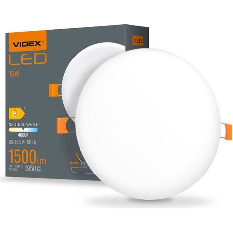 Downlight LED encastré blanc rond 12cm IP54 15W 4000K Videx (1/4)