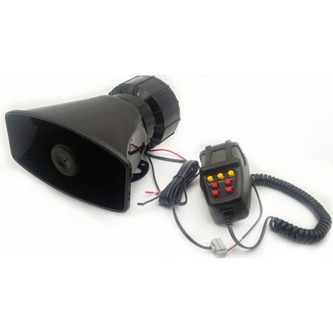 Tons Sirène de Police Amplificateur Alarme Voiture, Siren Alarm Car Siren Vehicle Horn with Mic Système de haut-parleurs PA Ampl