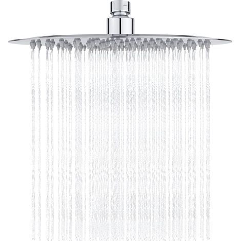 Tete de Douche Inox - Douche Economie d'Eau, Pommeau de Douche Ronde 25CM, Tete de Douche Pluie Universelle Filetage 1/2 Pouce, Rotatif 360°, Inclinable 30°, Facile à Installer et à Nettoyer (1/5)