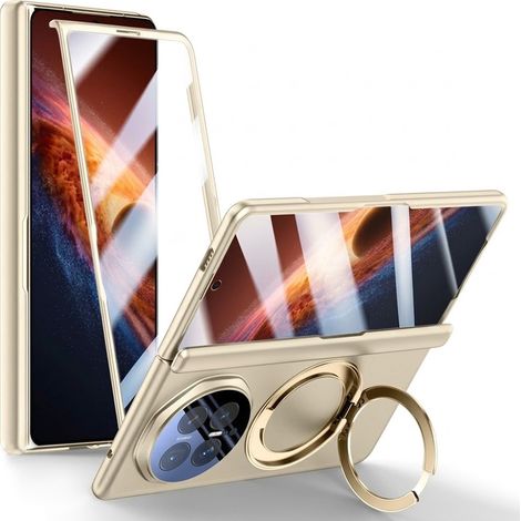 Funda Honor Magic V6 con soporte y cristal integrado para MagSafe, color dorado. (1/5)