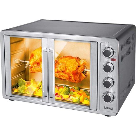 Bakaji Forno Fornetto Elettrico Ventilato 55 Lt Potenza 2200W con Doppia Porta Luce Interna 4 Selezioni di Cottura Temperatura Regolabile Timer Girarrosto e Accessori (1/6)