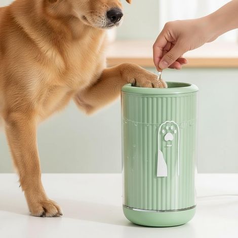 article - Gobelet de lavage de pattes pour animaux - Gobelet de lavage de pattes pour chiens et chats, nettoyant sans essuyage - Grande taille - 8,5 x 11 cm - Vert (1/5)