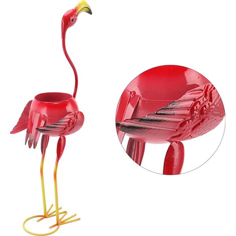 Jardinière flamant rose en fer, décoration de jardin originale et adorable, grand pot pour plantes grasses (1/5)