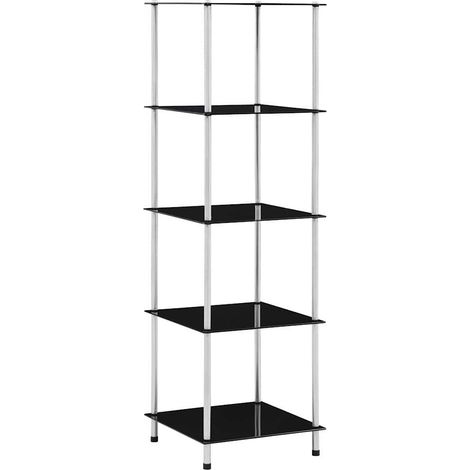vidaXL Estantería 5 niveles cristal templado negro 40x40x130 cm (1/4)