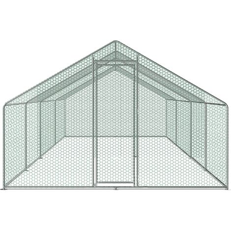 SWANEW Recinto per polli 24 m² recinto in rete metallica 8x3 M in acciaio zincato Gabbia per animali (1/5)